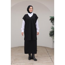 Armine Trend Gömlek Süveterli Ikil Takım Siyah 24KT640