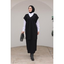 Armine Trend Gömlek Süveterli Ikil Takım Siyah 24KT640
