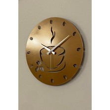 MOOCLOCK Coffe Model Dekoratif Metal Lazer Kesim Akar SESSİZ Mekanizmalı Duvar Saati 40*40cm