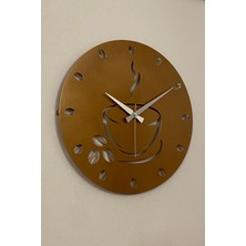 MOOCLOCK Coffe Model Dekoratif Metal Lazer Kesim Akar SESSİZ Mekanizmalı Duvar Saati 40*40cm