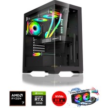 Zeiron Pegasus RTX55 Ryzen 7 5700X 16GB Ram 512 GB M.2 Nvme SSD 8gb RTX3050 Sıvı Soğutmalı Oyuncu Masaüstü Bilgisayar