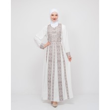 Filistin Geleneksel Geleneksel Nakışlı Kadın Beyaz Elbise C100002