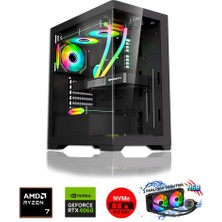 Zeiron Pegasus RTX80 Ryzen 7 5700X 32GB Ram 1 Tb M.2 Nvme 8gb RTX4060 Sıvı Soğutmalı Oyuncu Masaüstü Bilgisayar