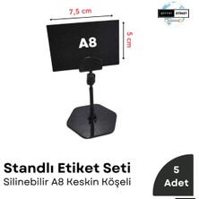 5 Ad Kolay Silinebilir Karatahta Siyah Etiket Seti Tabanlı Etiket Tutucu Takım Dekoratif Etiket Seti Beyaz Yazı Pasta Kafe Butik Etiket Fiyat Isimlik