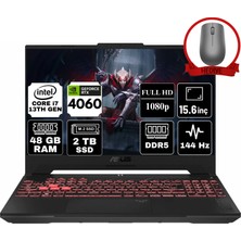 Asus Tuf Gamıng F15 Intel Core I7-13620H 48GB 2tb SSD RTX4060/8GB 15.6" Fhd 144Hz Windows 11 Pro Taşınabilir Bilgisayar FX507VV-LP242-A87 & Anzar Mouse