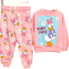 Little Tortoise Daisy Duck Karakterli Papatya Desenli Kız Çocuk Sweatshirt Takım