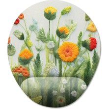 Pixxa Çiçek Desenli Floral Bilek Destekli Mousepad Model 2 - Oval