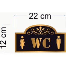 Güneş Lazer Dekoratif Wc Yazılı Gold Aynalı Pleksi Yönlendirme Levhası