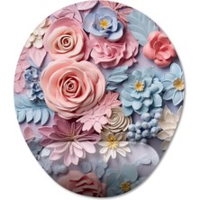 Pixxa Çiçek Desenli Floral Bilek Destekli Mousepad Model 3 - Oval