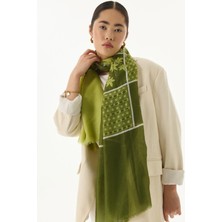 Fenza Scarf Shay Çiçek Desen Yeşil Pamuklu Şal