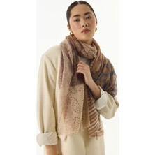 Fenza Scarf Adalie Geometrik Çiçek Desen Petrol Pamuklu Şal