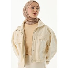Fenza Scarf Adalie Geometrik Çiçek Desen Petrol Pamuklu Şal