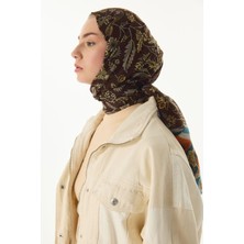 Fenza Scarf Amaya Etnik Desen Krem-Pudra Pamuklu Şal