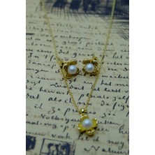 Ayışığı Xuping Gold Çiçek Kolye Küpe Seti