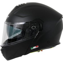 Sway Sw 917 Double Vizor Pınlock Ready Mat Black Kask