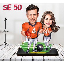 Özcan Tasarım Kişiye Özel Ahşap Biblo - Amerikan Futbolcu Çift Biblosu