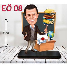 Özcan Tasarım Kişiye Özel Ahşap Biblo - Erkek Öğretmen Karikatür Biblo - Öğretmen Biblo 8