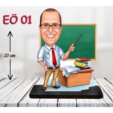 Özcan Tasarım Kişiye Özel Ahşap Biblo - Erkek Öğretmen Karikatür Biblo - Öğretmen Biblo