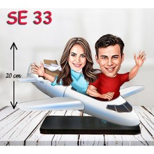 Özcan Tasarım Kişiye Özel Ahşap Biblo - Yolcu Uçağı Kullanan Çift