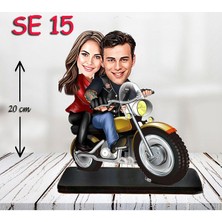 Özcan Tasarım Kişiye Özel Ahşap Biblo - Motor Kullanan Çift 2