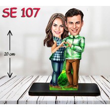 Özcan Tasarım Kişiye Özel Ahşap Biblo - Kalpli Çift Biblosu