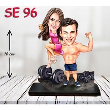 Özcan Tasarım Kişiye Özel Ahşap Biblo - Halterci Çift Biblosu 2