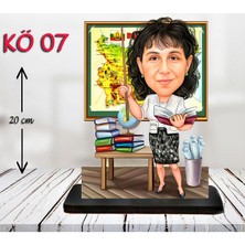 Özcan Tasarım Kişiye Özel Ahşap Biblo - Kadın Öğretmen Karikatür Biblo - Öğretmen Biblo 7