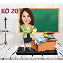 Özcan Tasarım Kişiye Özel Ahşap Biblo - Kadın Öğretmen Karikatür Biblo - Öğretmen Biblo 19