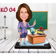 Özcan Tasarım Kişiye Özel Ahşap Biblo - Kadın Öğretmen Karikatür Biblo - Öğretmen Biblo 4