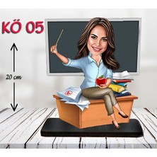 Özcan Tasarım Kişiye Özel Ahşap Biblo - Kadın Öğretmen Karikatür Biblo - Öğretmen Biblo 5