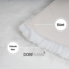 Dore Kumaş Soft Fluffy Tavşan Tüyü Yuvarlak Peluş Halı  Premium Kalite Süet Taban