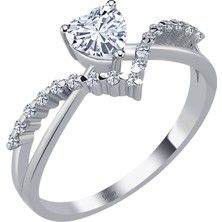 Sirius Pırlanta ve Kalp Beyaz Topaz Taşlı Nevbahar Yüzük 0402R0064