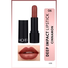 Note Deep Impact Lipstick Kremsi Dokulu Yarı Parlak Ruj 06 Cinnamon - Kahverengi