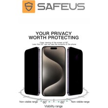 Safeus Apple iPhone 15 Pro Tam Kaplayan Hayalet Toz Filtreli Ekran Koruyucu Cam