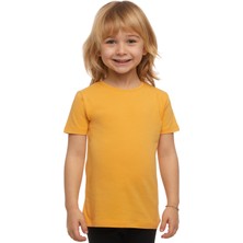 Kavun Sarı Basic Unisex Çocuk Sıfır Yaka Kısa Kollu Tişört