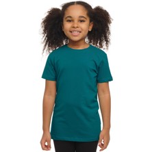 Koyu Petrol Basic Unisex Çocuk Sıfır Yaka Kısa Kollu Tişört