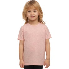 Koyu Pembe Melanj Basic Unisex Çocuk Sıfır Yaka Kısa Kollu Tişört