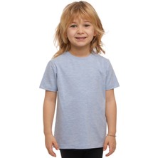 Mavi Melanj Basic Unisex Çocuk Sıfır Yaka Kısa Kollu Tişört