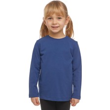 İndigo Basic Unisex Çocuk Mevsimlik Sıfır Yaka Uzun Kollu Tişört