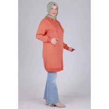 Ottoman Wear Büyük Beden Kapüşonlu Tunik Şeftali OTW2042