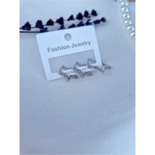 Ez Accessories Kararmaz Zirkontaşlı Üçlü Yıldız Küpe