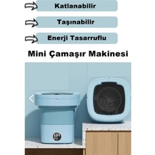 Lurette Katlanır Mini Çamaşır Makinesi Mavi 6 Litre Taşınabilir Çamaşır Makinesi Kamp, Karavan, Seyahat