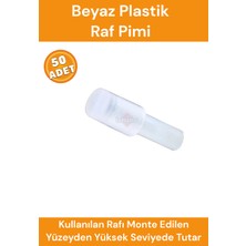 İstisna 50 Adet Raf Pimi Beyaz Plastik Başlı Cam Tutucu Çivisi Mobilya Dolap Pimi