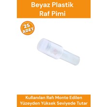 İstisna 25 Adet Raf Pimi Beyaz Plastik Başlı Cam Tutucu Çivisi Mobilya Dolap Pimi