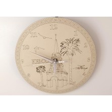 Saat Tabak Ayyıldız Duvar Süsü Masa Saati Analoğ Biblo Dekor Seramik