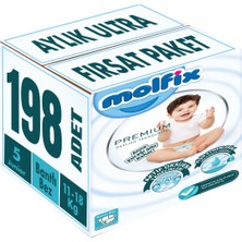 Molfix Premium Bebek Bezi Beden:5 11-18 kg Junior 198 Adet Aylık Ultra Fırsat Paketi