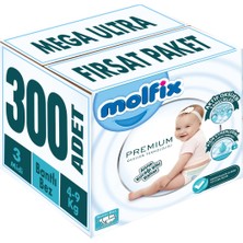 Molfix Premium Bebek Bezi Beden:3 4-9 kg Midi 300 Adet Mega Ultra Fırsat Paketi