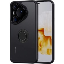 HANPORIUM Huawei Pura 70 Pro Kılıf Yüzüklü Standlı Extra Darbe Emici Silikon Kapak - Siyah