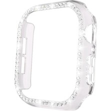 AktarMobile Apple Watch 10 / 11 42 mm Uyumlu Kasa Koruyucu Taşlı Tasarım Metalik Renk Gövde Koruma (Önü Açık)