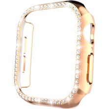 AktarMobile Apple Watch 10 / 11 42 mm Uyumlu Kasa Koruyucu Taşlı Tasarım Metalik Renk Gövde Koruma (Önü Açık)